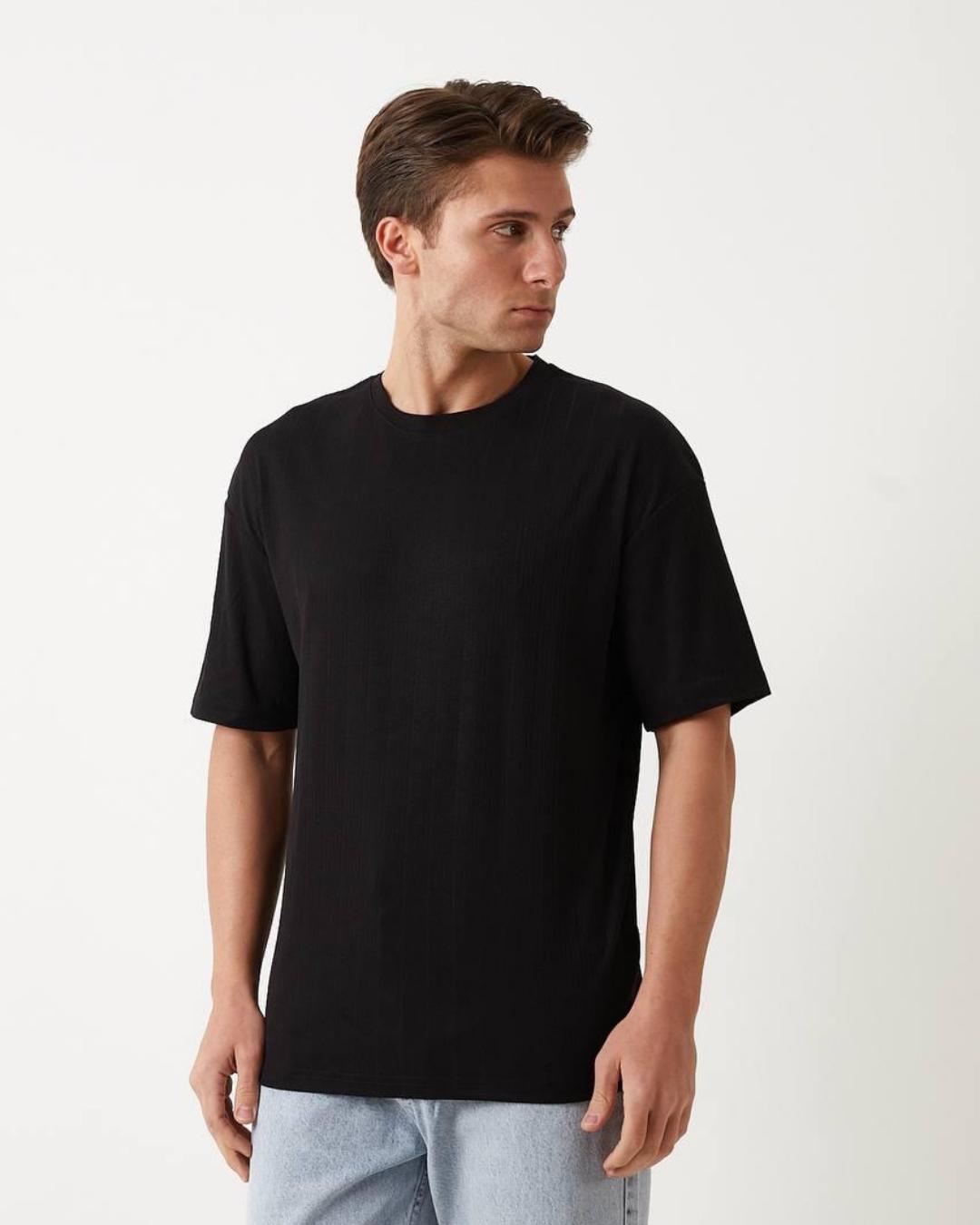 Yuvarlak Yaka Cotton Tshirt Siyah