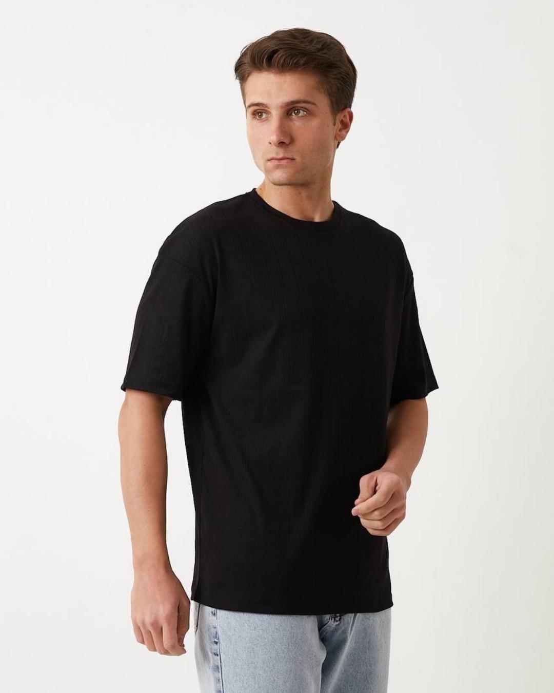 Yuvarlak Yaka Cotton Tshirt Siyah
