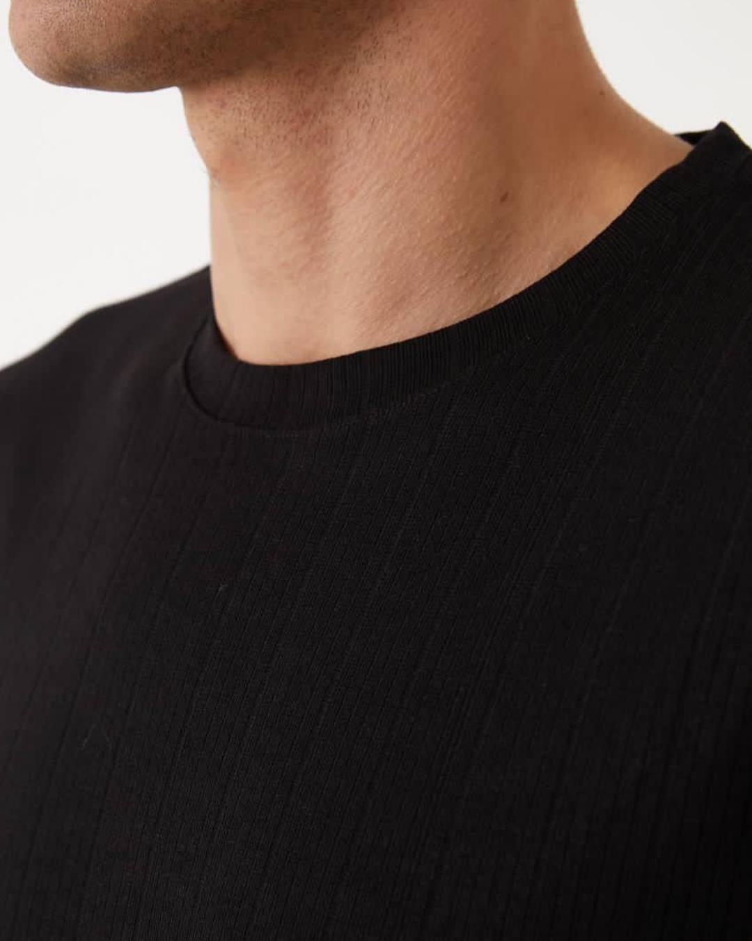 Yuvarlak Yaka Cotton Tshirt Siyah