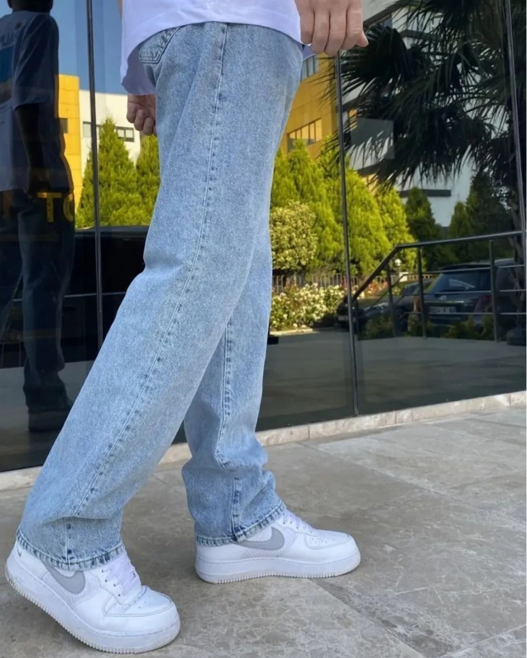Antrasit Yıkamalı Baggy Fit Erkek Kot Pantolon