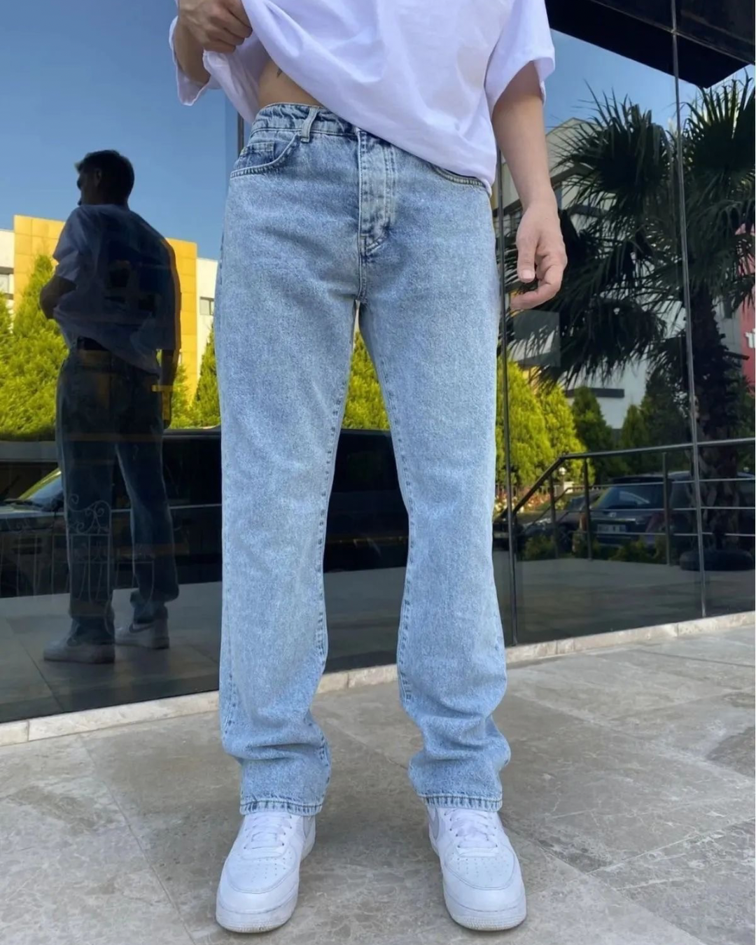 Antrasit Yıkamalı Baggy Fit Erkek Kot Pantolon