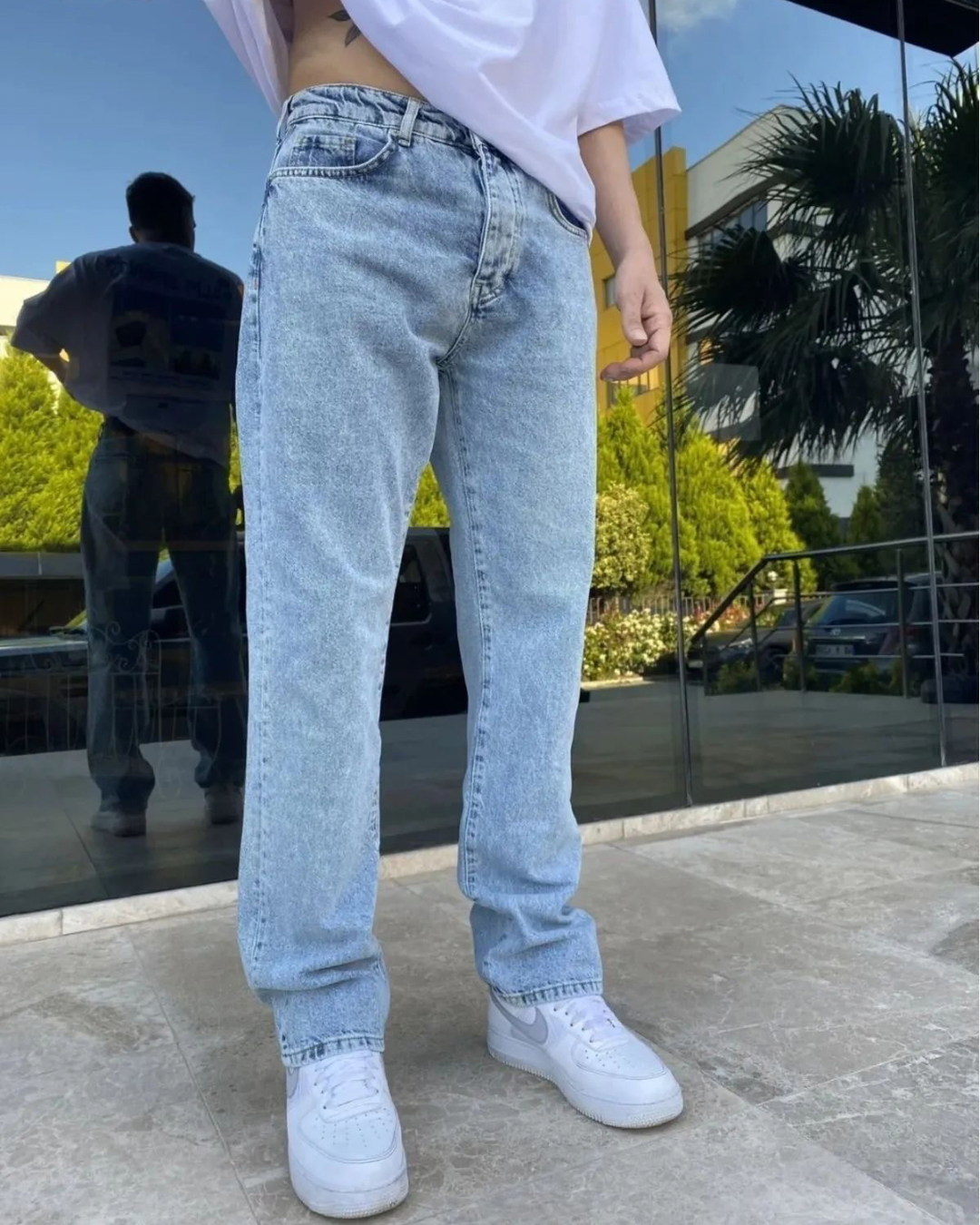 Antrasit Yıkamalı Baggy Fit Erkek Kot Pantolon