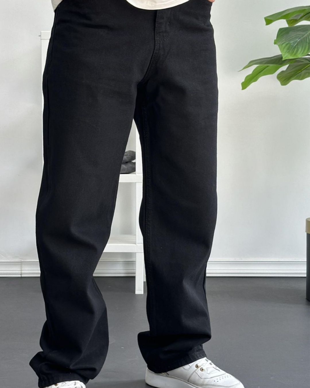 Antrasit Yıkamalı Baggy Fit Erkek Kot Pantolon