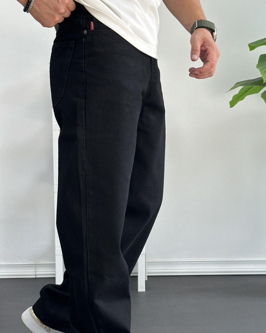 Antrasit Yıkamalı Baggy Fit Erkek Kot Pantolon