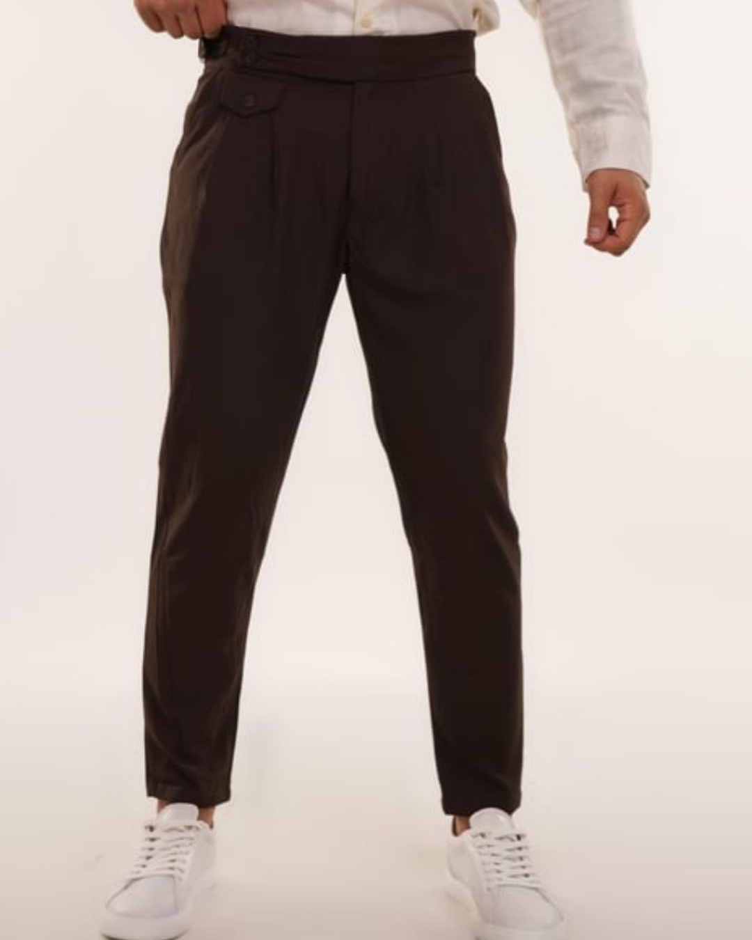 Beyaz Pileli Slim Fit Erkek Kumaş Pantolon