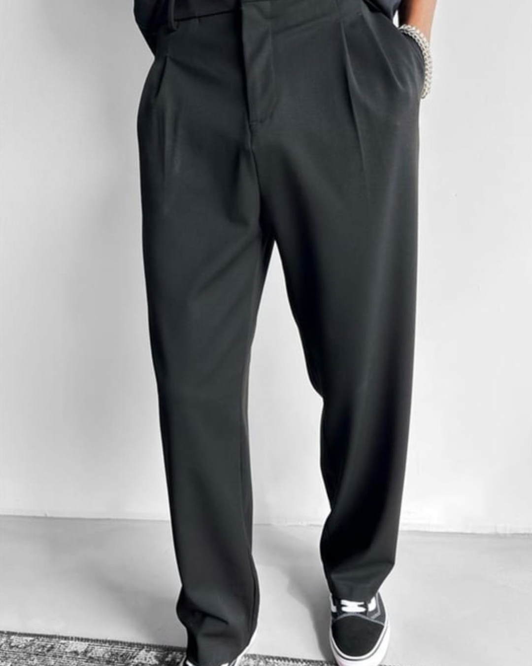 Bej Rengi Baggy Fit Erkek Kumaş Pantolon
