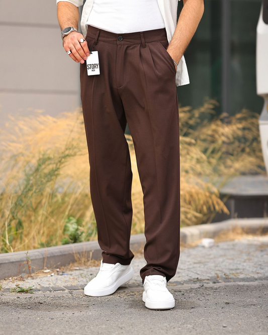 Baggy Fit Kumaş Pantolon – Kahverengi