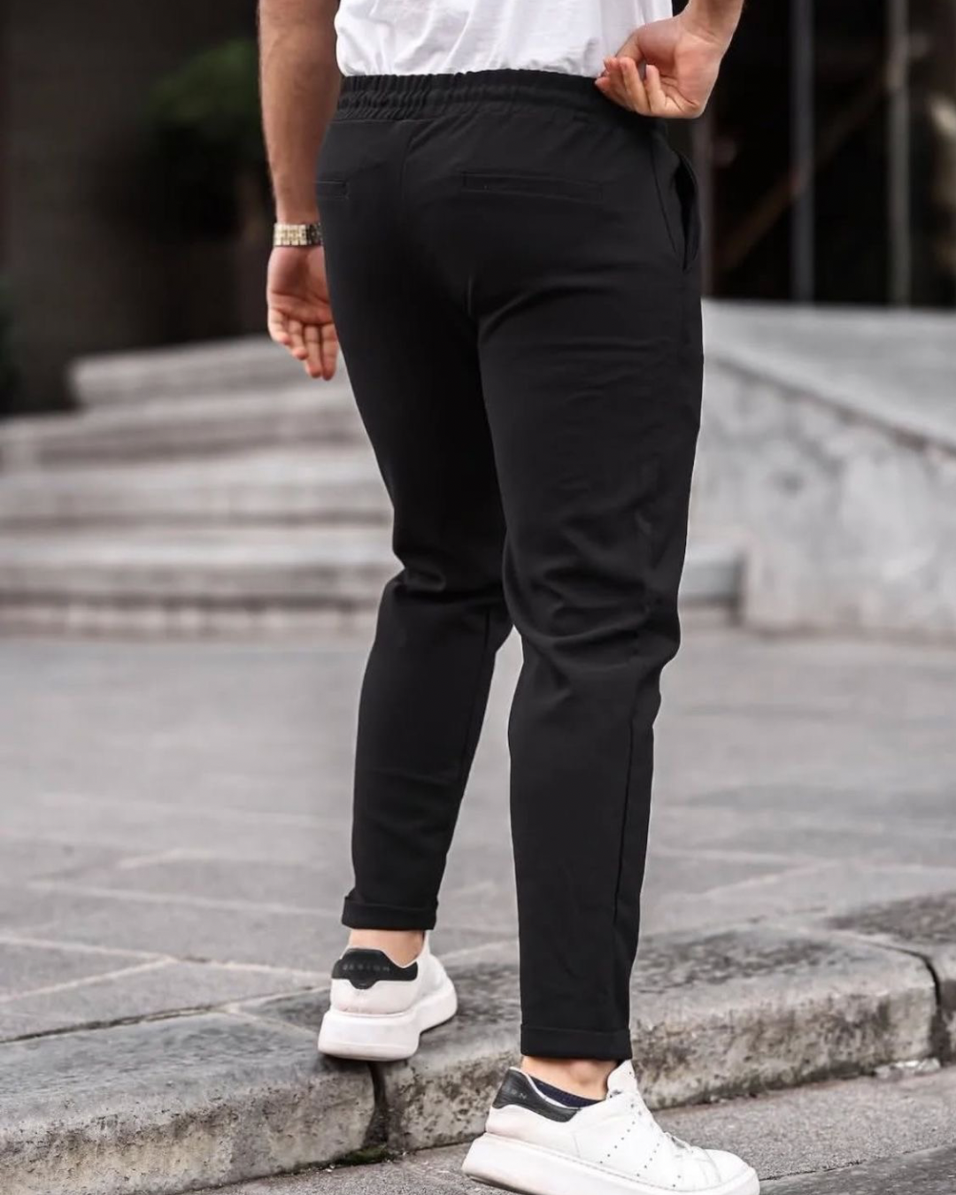 Bej Rengi Beli Lastikli Jogger Eşofman