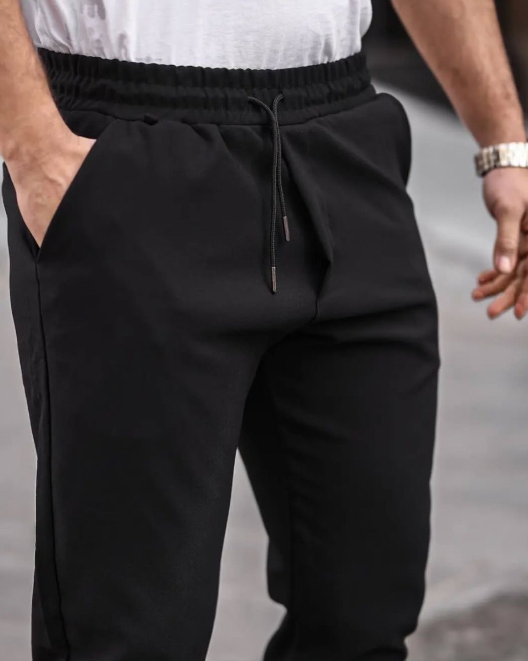 Bej Rengi Beli Lastikli Jogger Eşofman