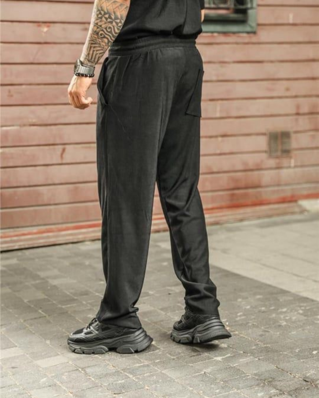 Gri Fitilli Kumaş Beli Bağcıklı Pantolon