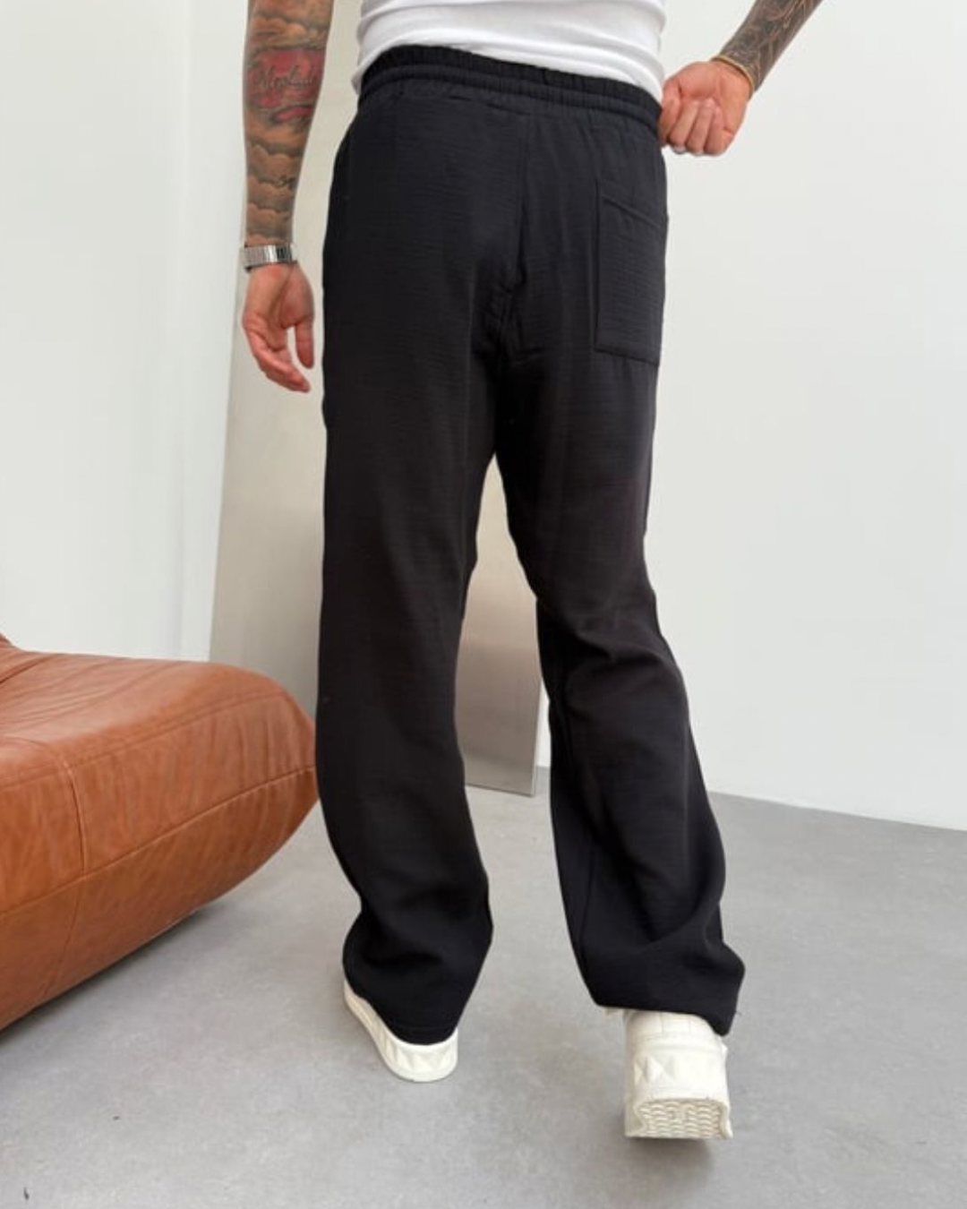 DarkCloud™ Müslin Baggy Pantolon – Siyah