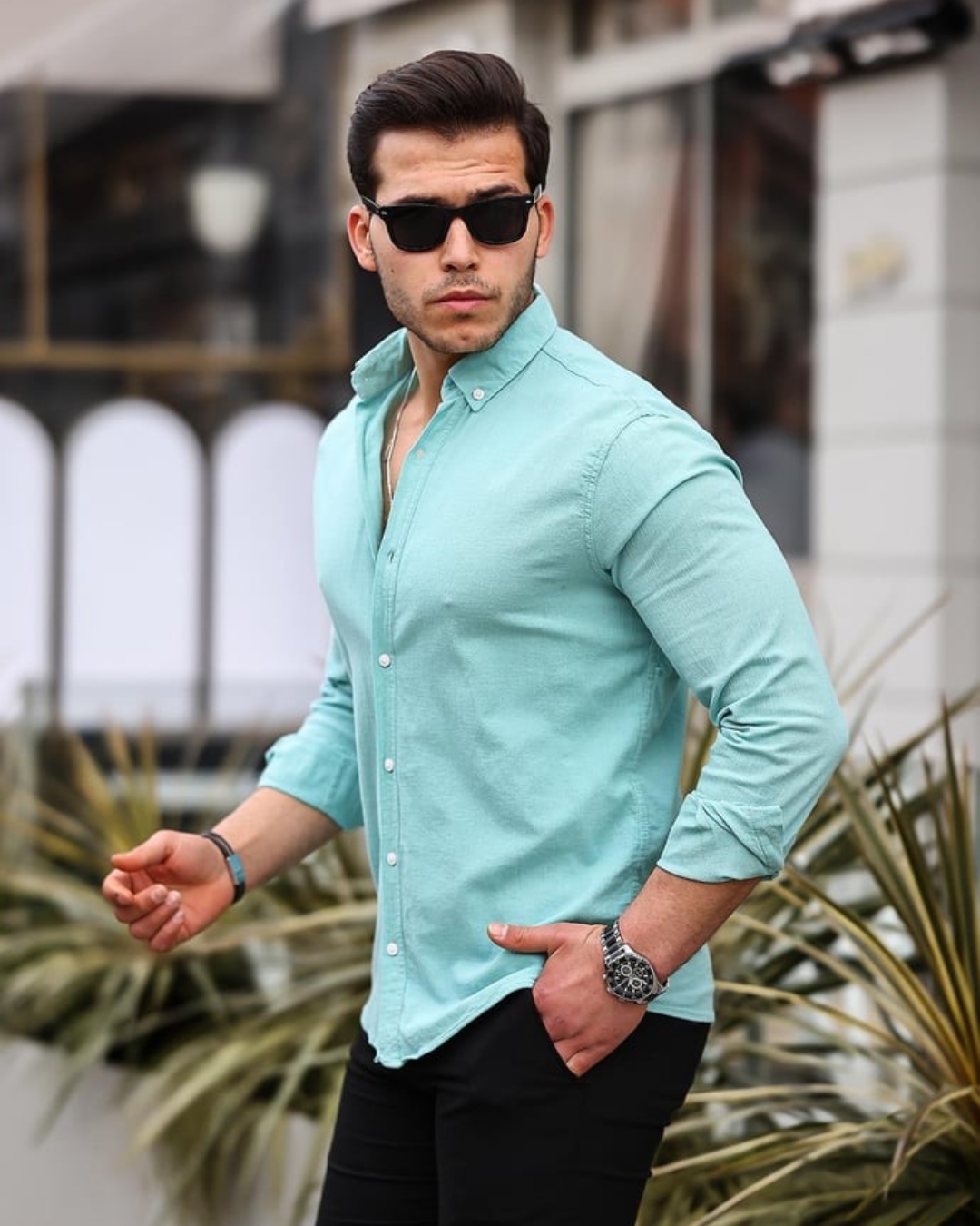 DarkCloud™ Slim Fit Düğmeli Gömlek – Siyah