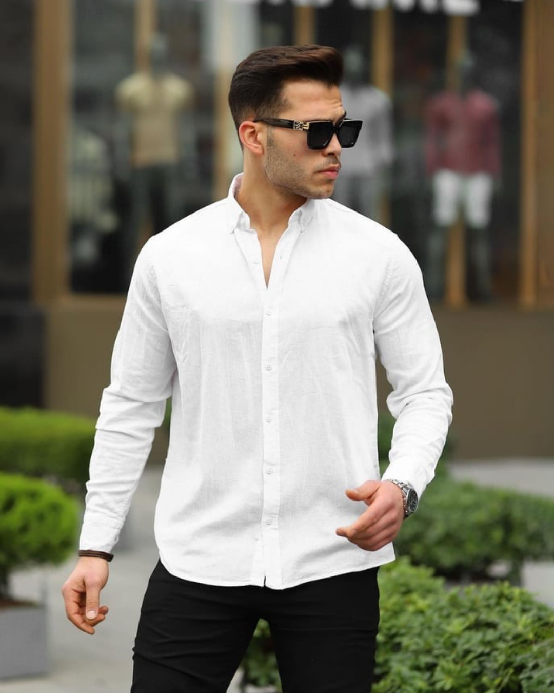 DarkCloud™ Slim Fit Düğmeli Gömlek – Siyah