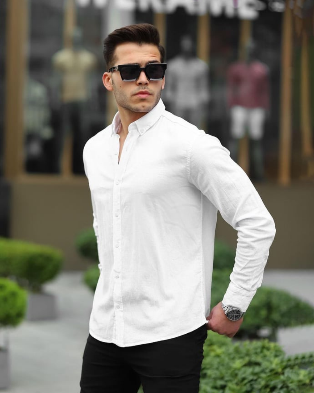 DarkCloud™ Slim Fit Düğmeli Gömlek – Siyah