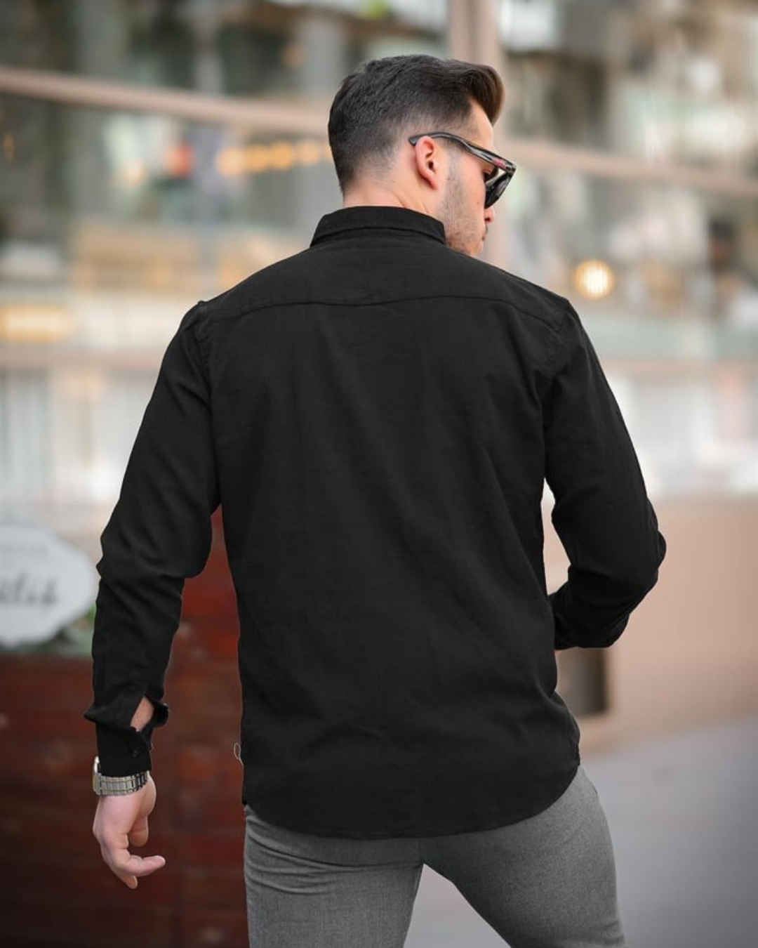 DarkCloud™ Slim Fit Düğmeli Gömlek – Siyah