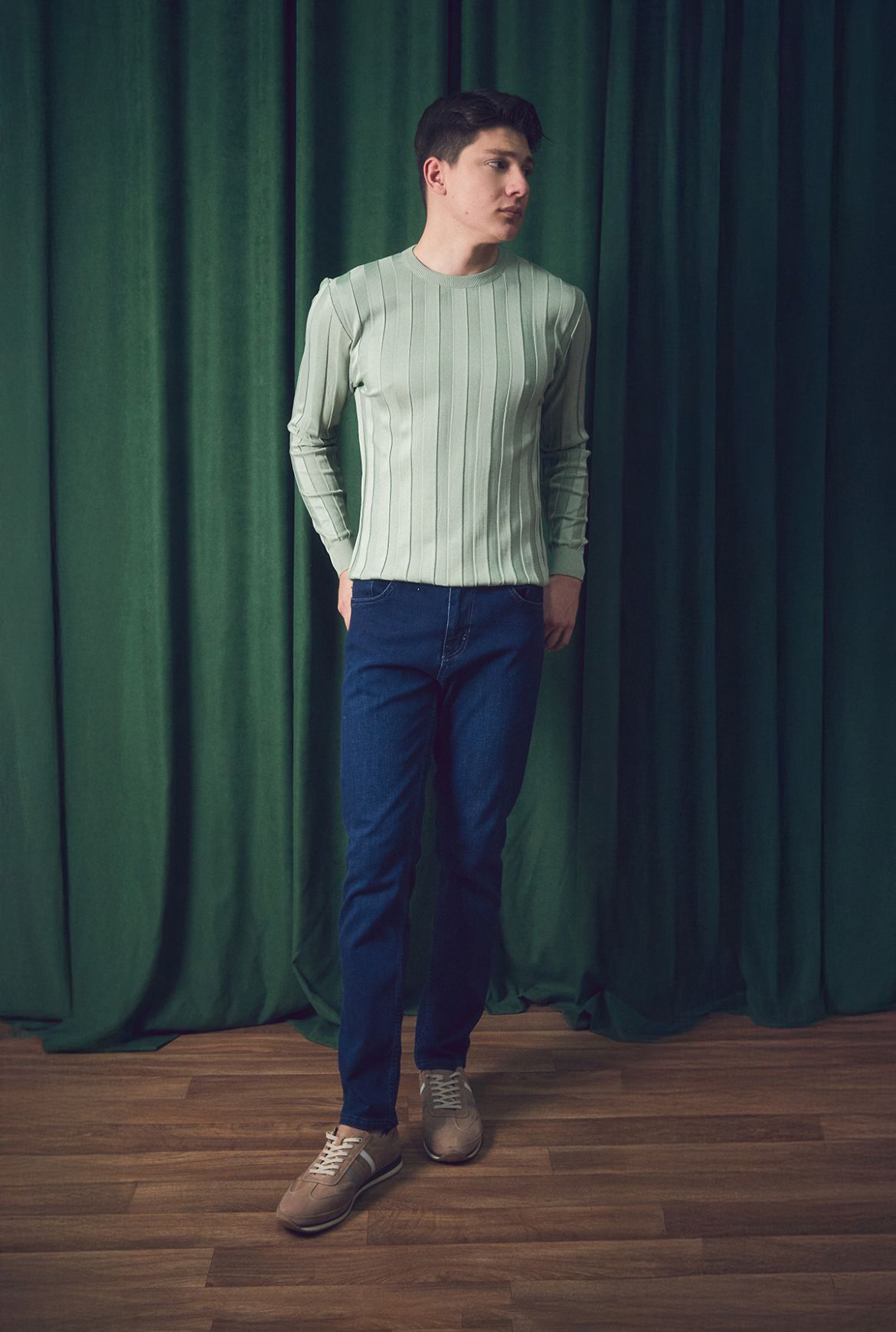 Şerit Cizgili Uzun Kol Triko