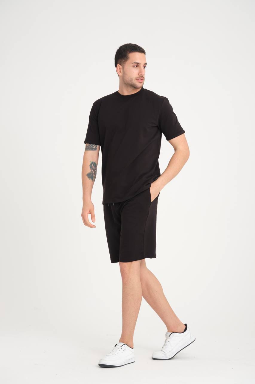 %100 COTTON ŞORT TAKIM SİYAH