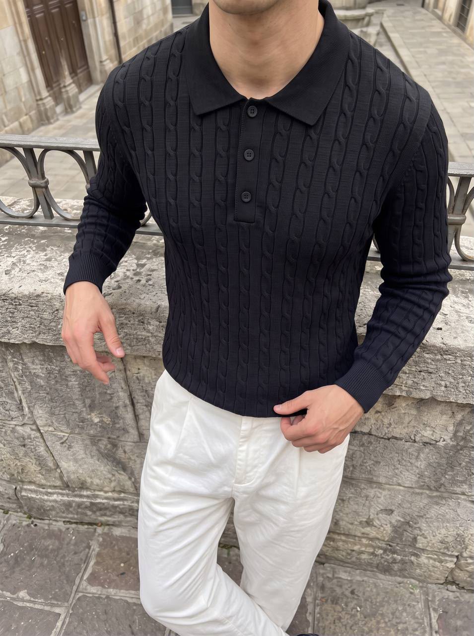 Premium Sac Örgülü Polo Yaka