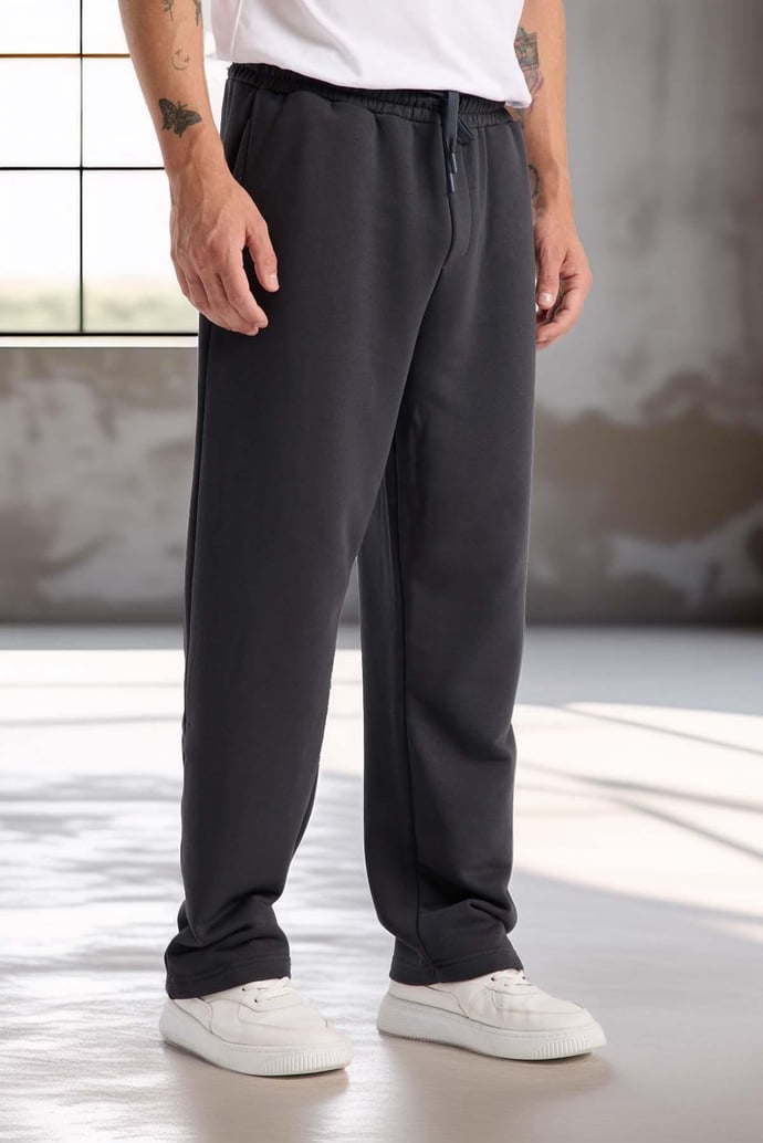 Baggy Kalıp Diagonal 3 İplik Kumaş Erkek Eşofman Altı Pantolon