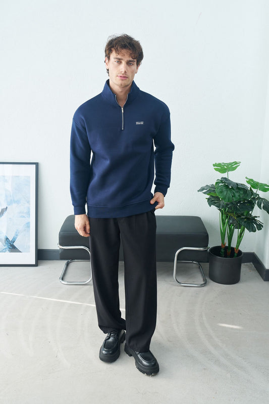 Yarım Fermuarlı Oversize Sweatshirt