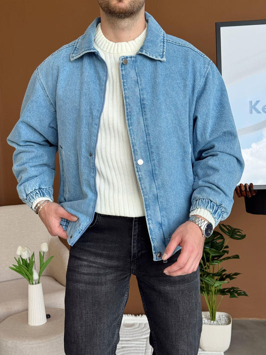 Oversize Kalın Kışlık Kot Ceket