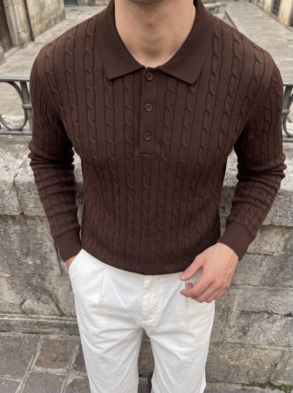 Premium Sac Örgülü Polo Yaka
