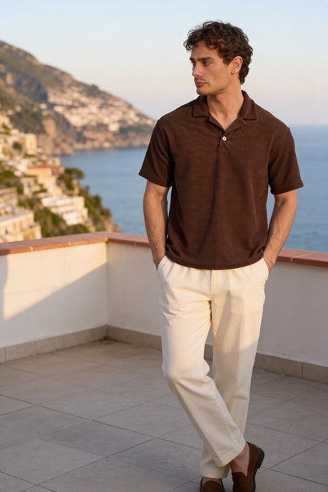 Aretus Şönil Kumaş Regular Fit Tek Düğmeli Polo Yaka Erkek T-Shirt