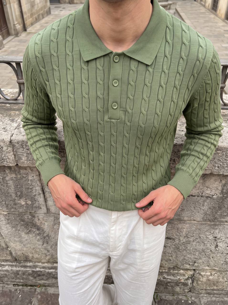 Premium Sac Örgülü Polo Yaka