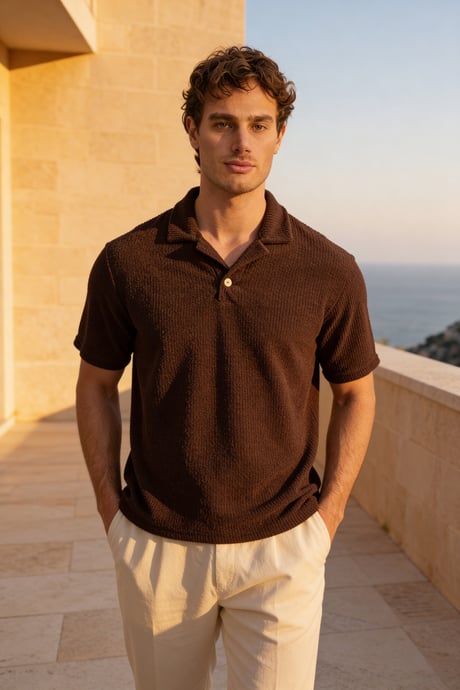 Aretus Şönil Kumaş Regular Fit Tek Düğmeli Polo Yaka Erkek T-Shirt