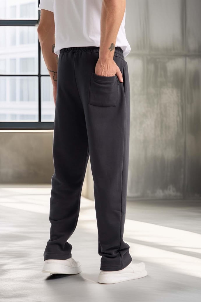 Baggy Kalıp Diagonal 3 İplik Kumaş Erkek Eşofman Altı Pantolon