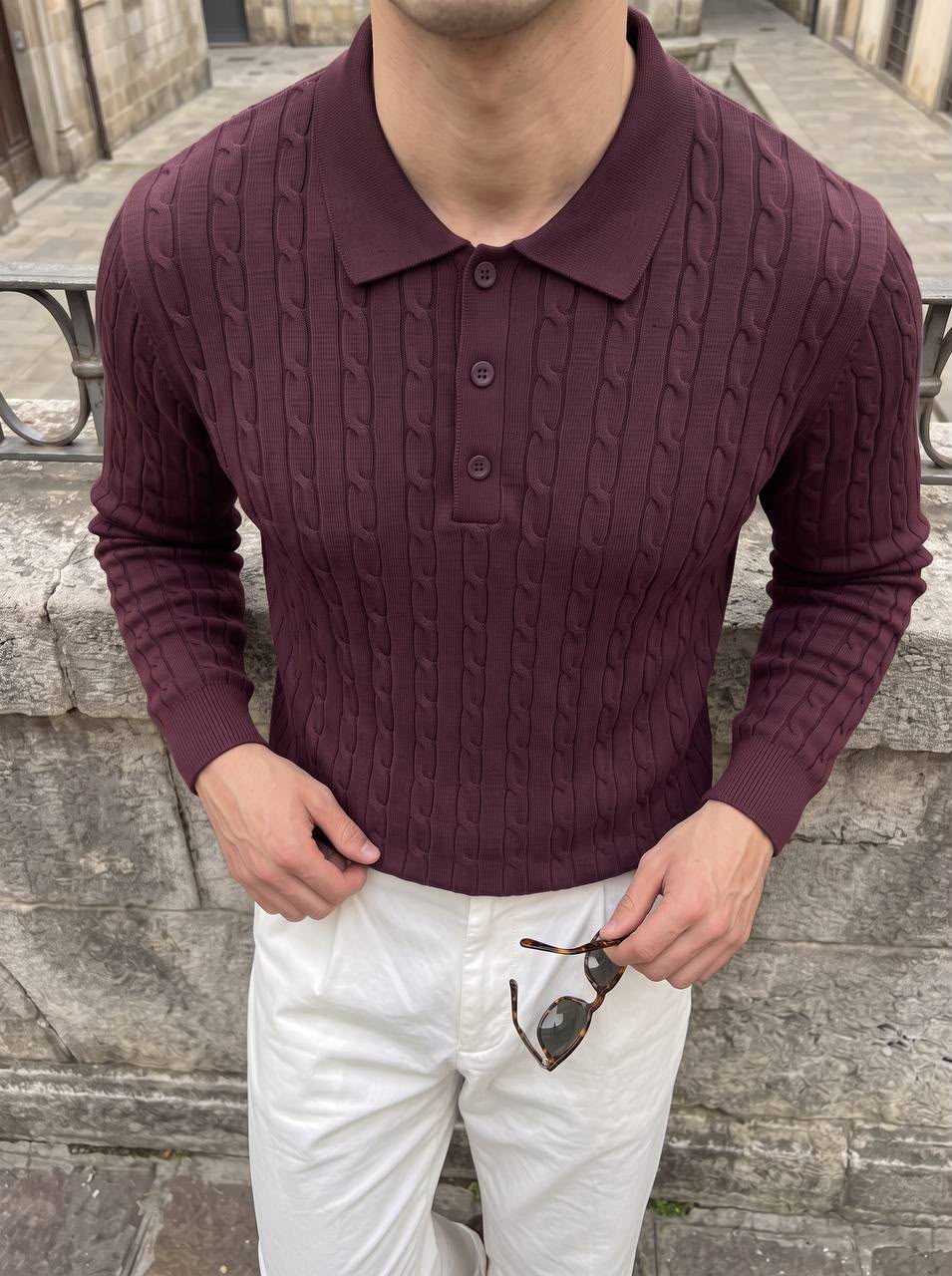Premium Sac Örgülü Polo Yaka