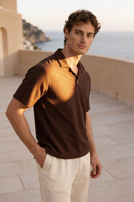 Aretus Şönil Kumaş Regular Fit Tek Düğmeli Polo Yaka Erkek T-Shirt