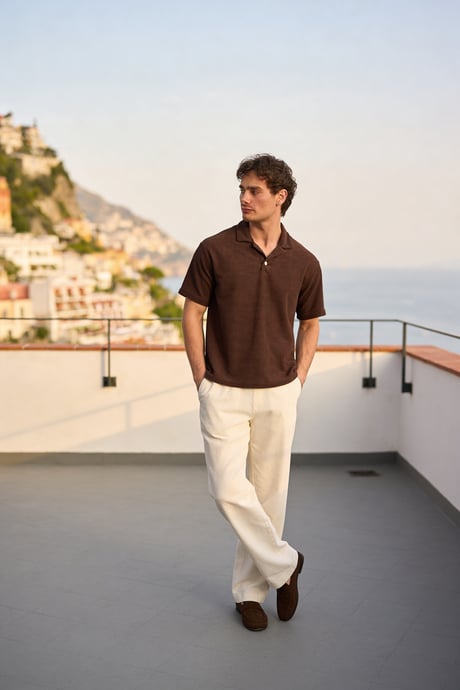 Aretus Şönil Kumaş Regular Fit Tek Düğmeli Polo Yaka Erkek T-Shirt