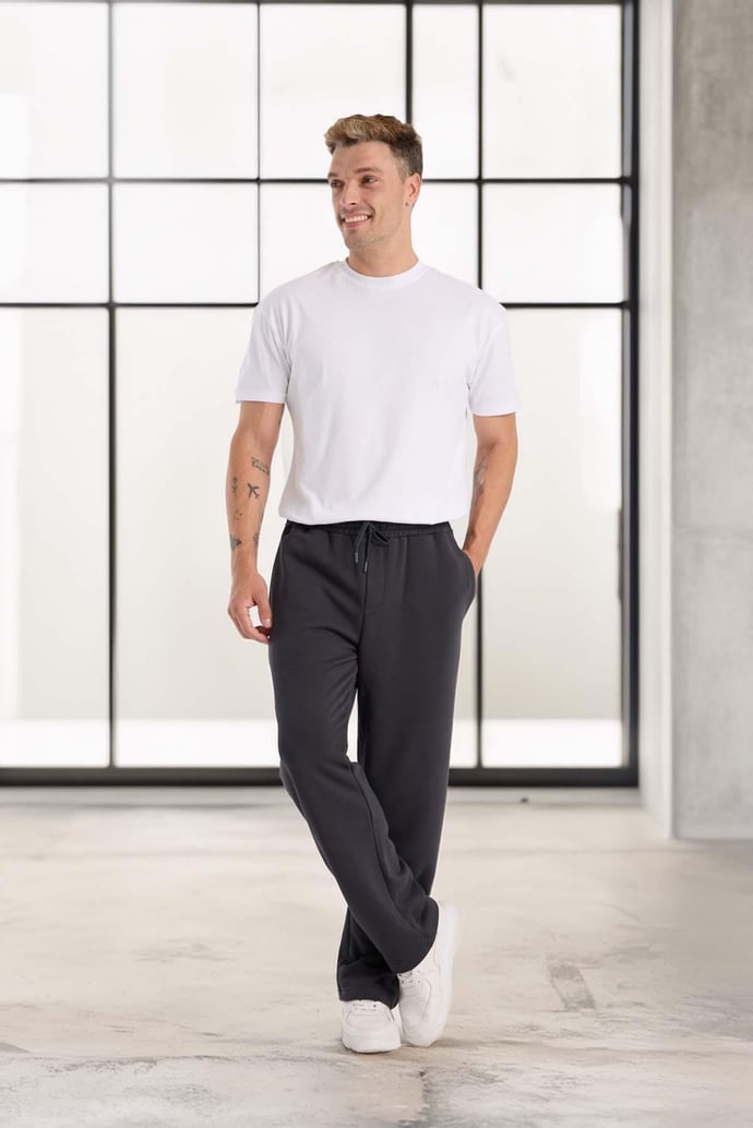 Baggy Kalıp Diagonal 3 İplik Kumaş Erkek Eşofman Altı Pantolon