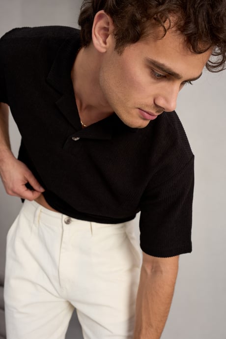 Aretus Şönil Kumaş Regular Fit Tek Düğmeli Polo Yaka Erkek T-Shirt