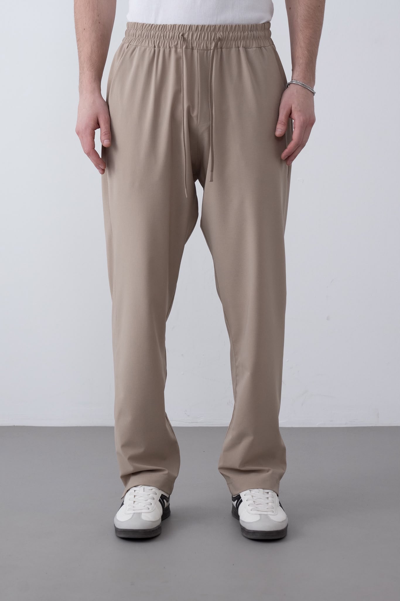 Beli Lastikli İnce Baggy Pantolon