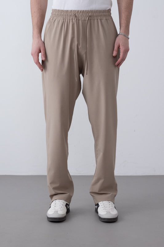 Beli Lastikli İnce Baggy Pantolon