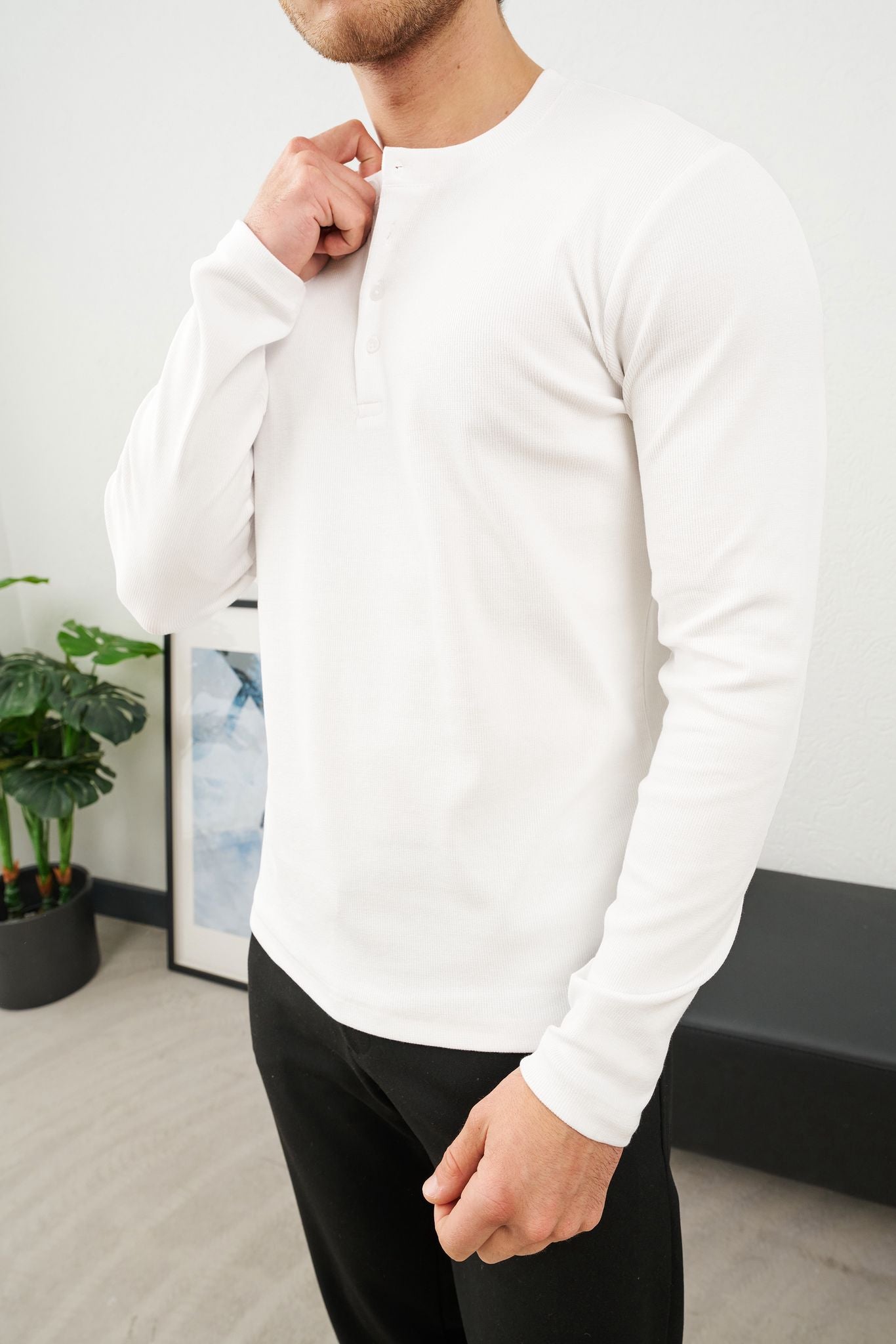 SweatTshirt Uzun Kol Düğmeli