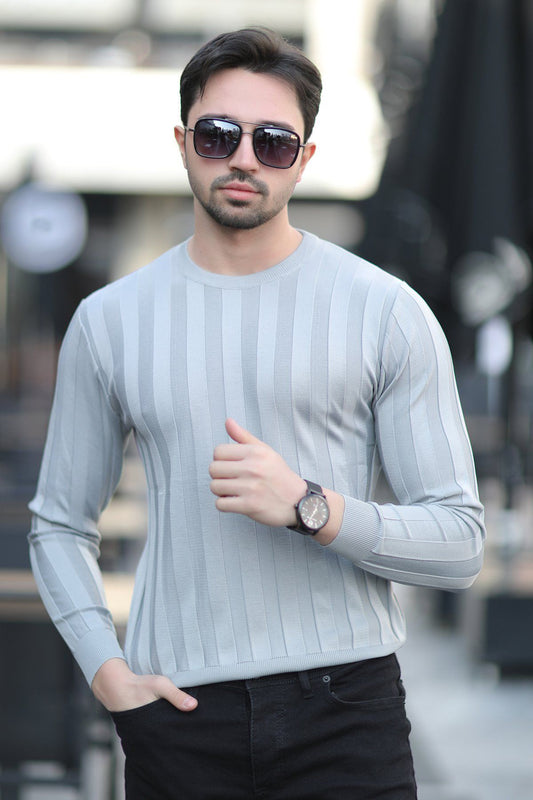 Şerit Cizgili Uzun Kol Triko