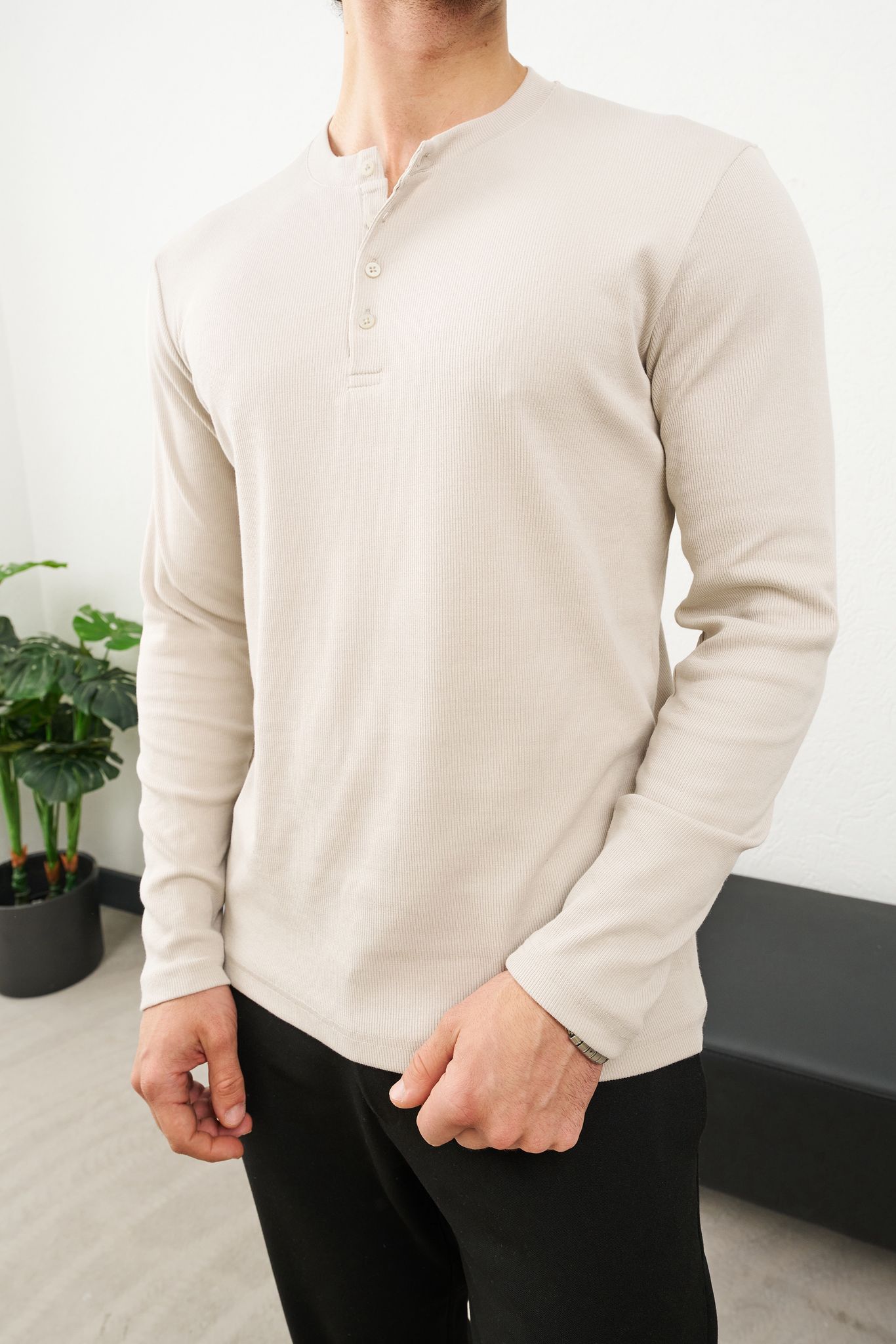 SweatTshirt Uzun Kol Düğmeli