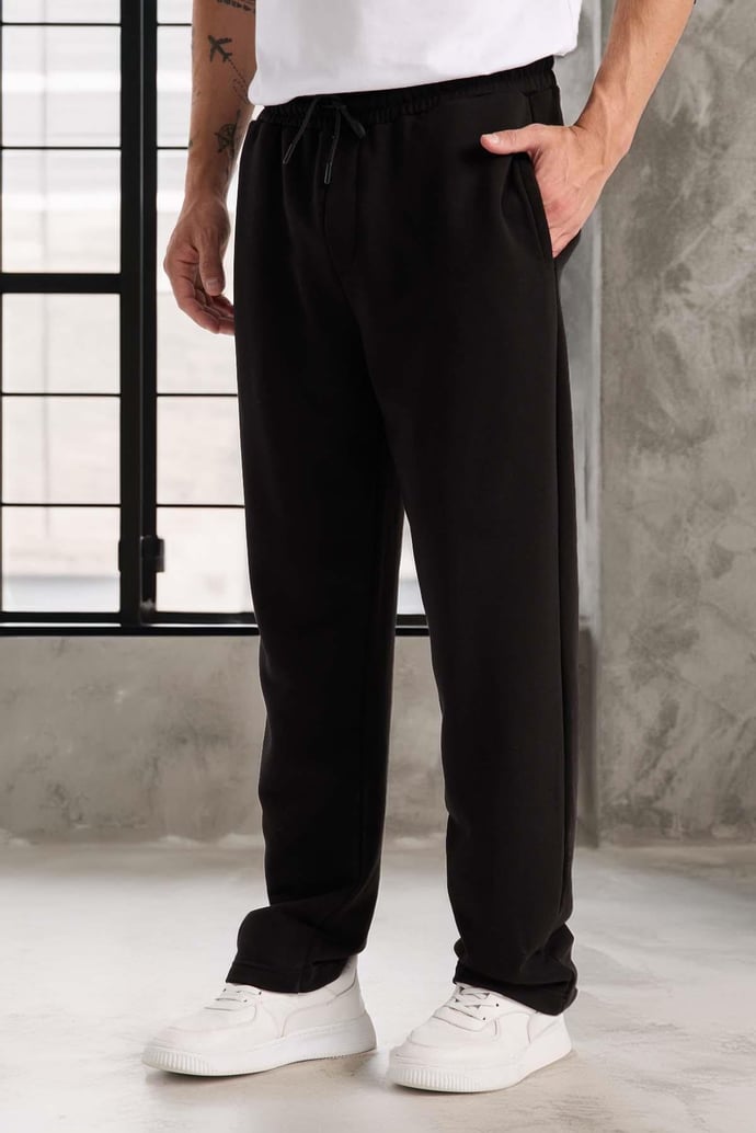 Baggy Kalıp Diagonal 3 İplik Kumaş Erkek Eşofman Altı Pantolon